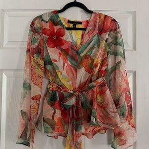 White House Black Market Multicolor Floral Blouse